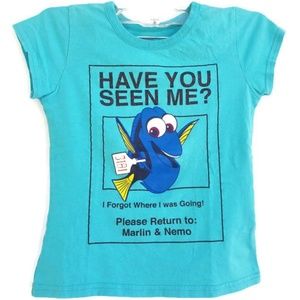 Disney Pixar Nemo Dory Tee T-Shirt Blue Sparkle M 7 8